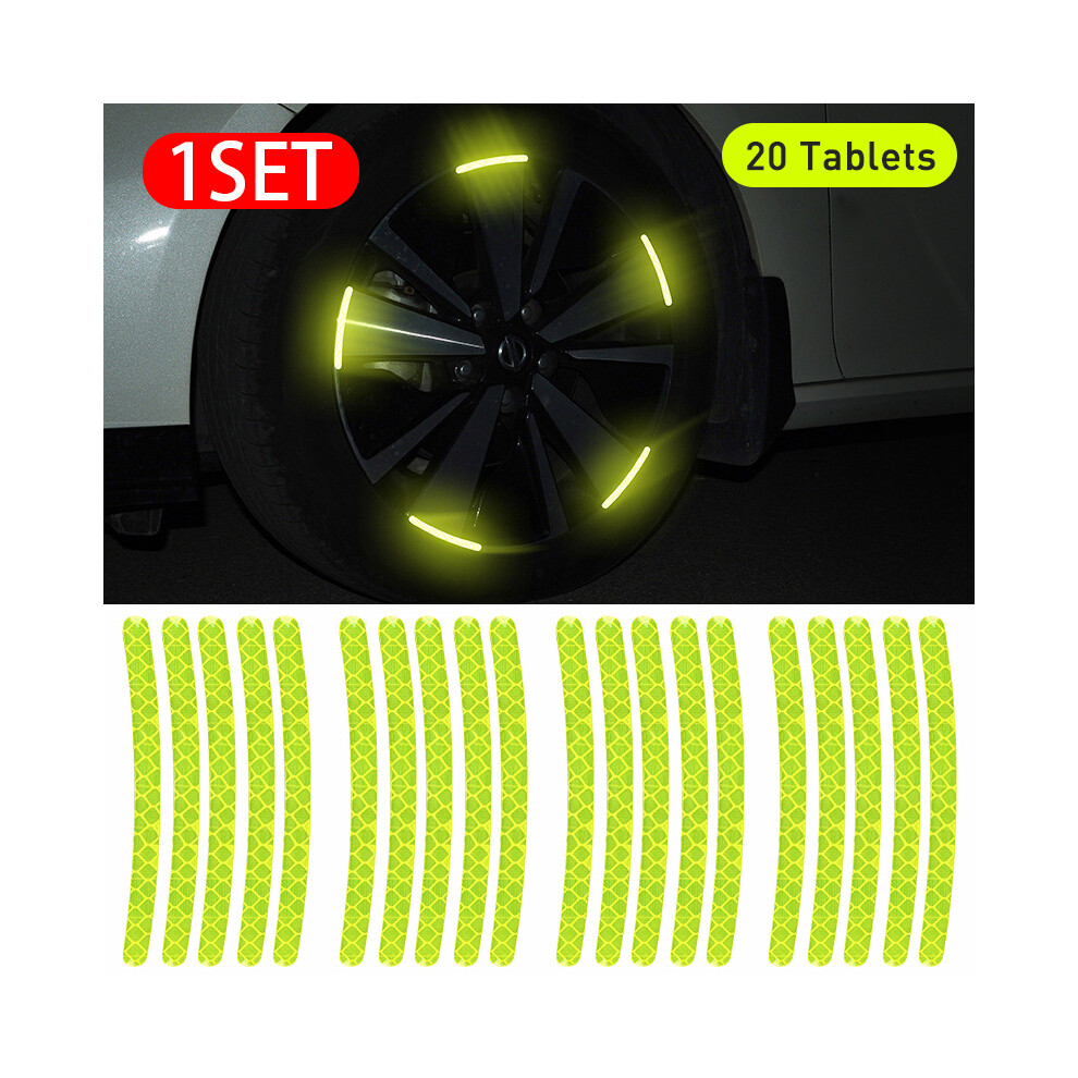 ( 20Pcs) Blalion 20Pcs Car Wheel Hub Reflective Stickers Night Safety Warning Strip Green 9486291575280
