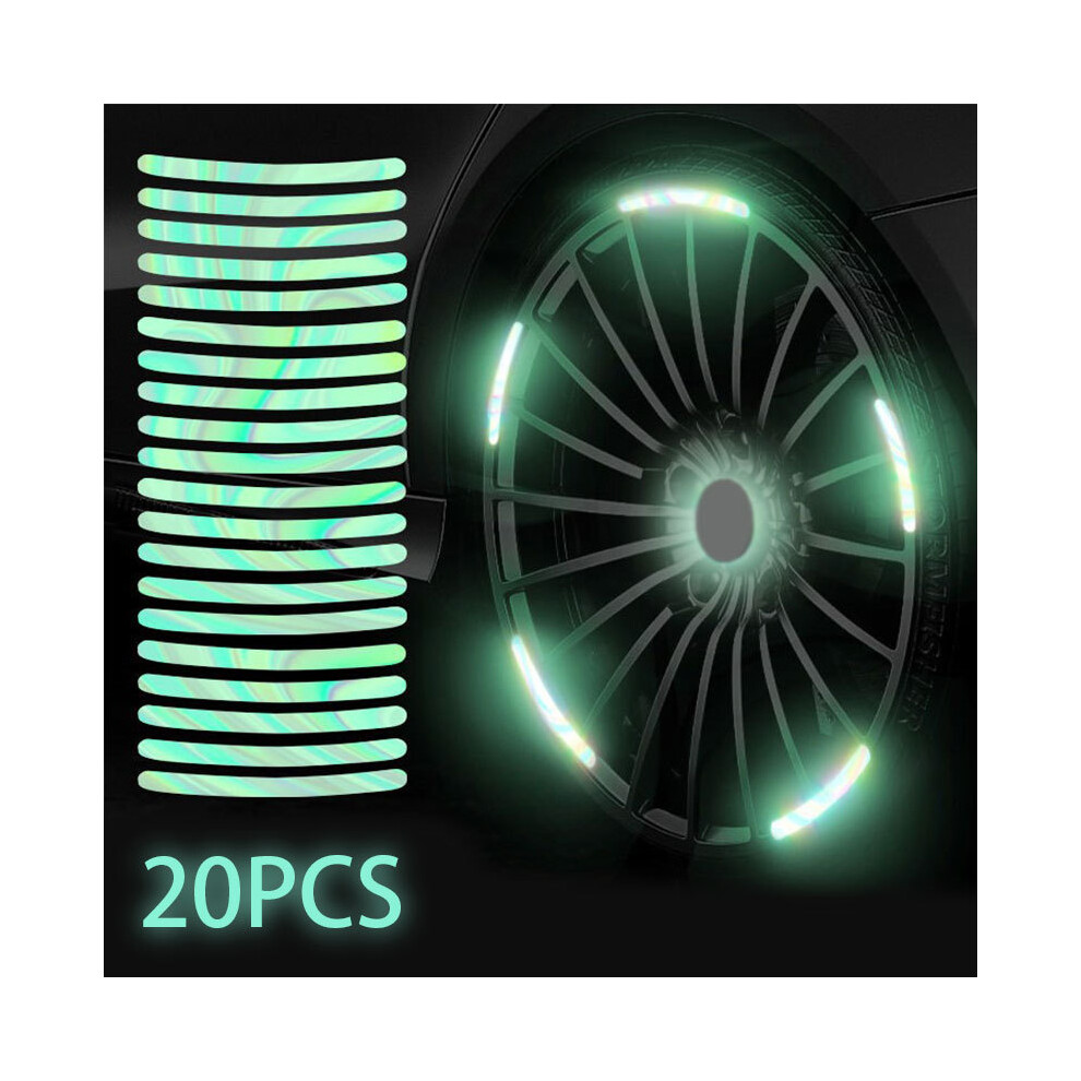 (Luminous 20Pcs) Blalion 20Pcs Car Wheel Hub Reflective Stickers Night Safety Warning Strip 9486291575297