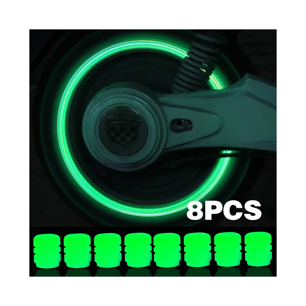 (8Pcs) 8Pcs Car Luminous Tire Valve Caps Fluorescent Night Glowing Fluorescent Green 9486291576089