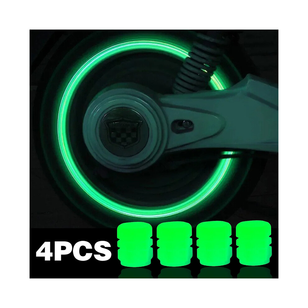 (4Pcs) 8Pcs Car Luminous Tire Valve Caps Fluorescent Night Glowing Fluorescent Green 9486291576072