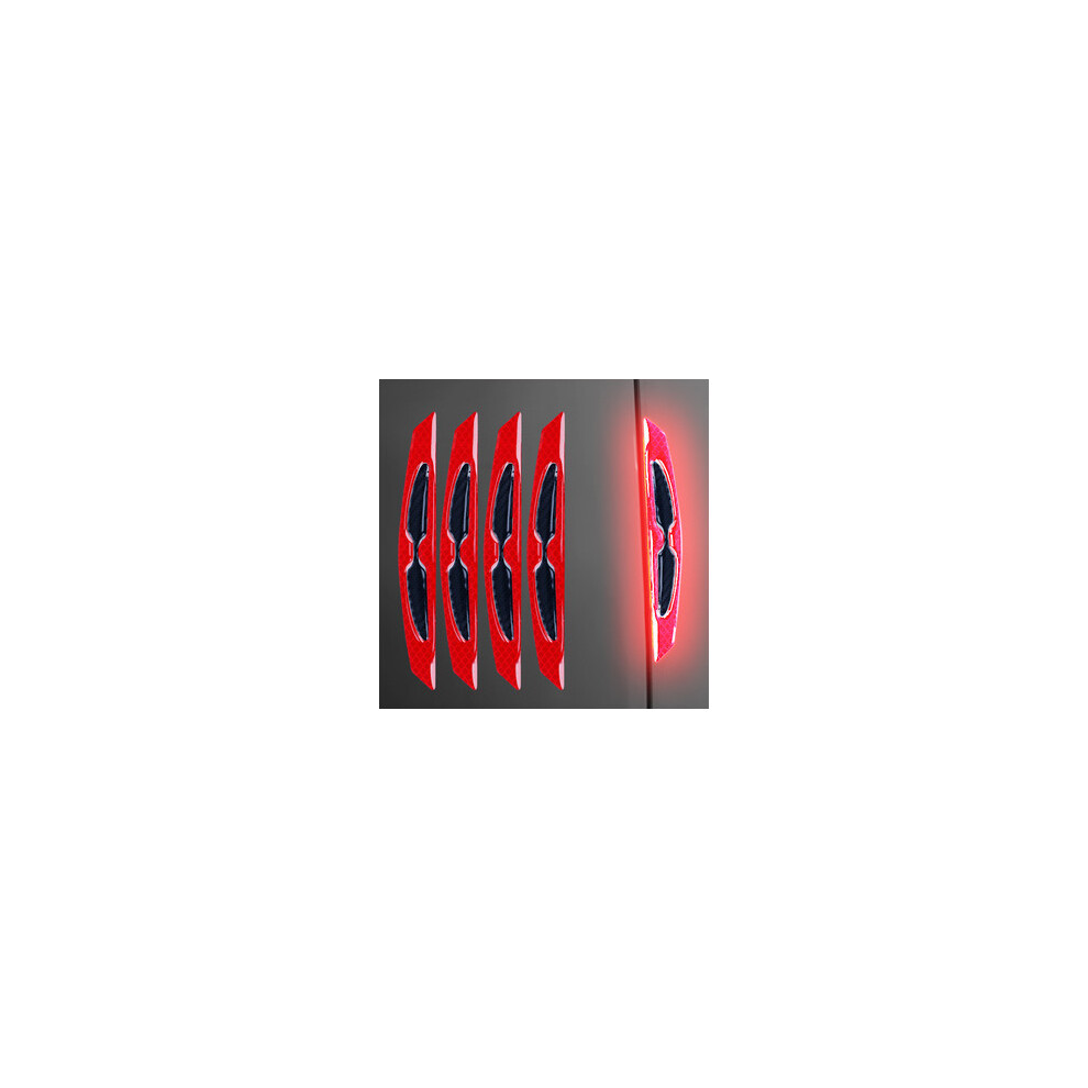 ( 4Pcs) Car Door Anti-Collision Strip, Carbon Fiber Reflective Sticker, Bumper Red 9486291577048