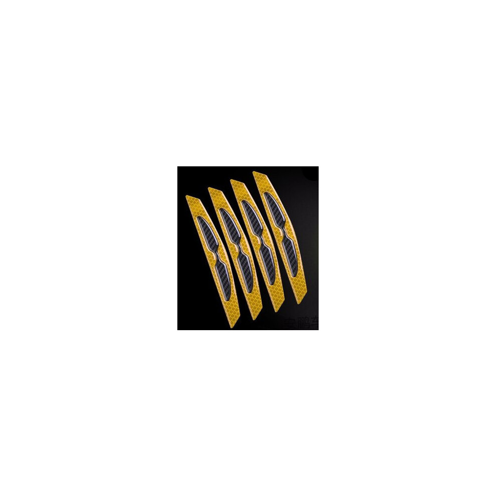 ( 4Pcs) Car Door Anti-Collision Strip, Carbon Fiber Reflective Sticker, Bumper Yellow 9486291577062