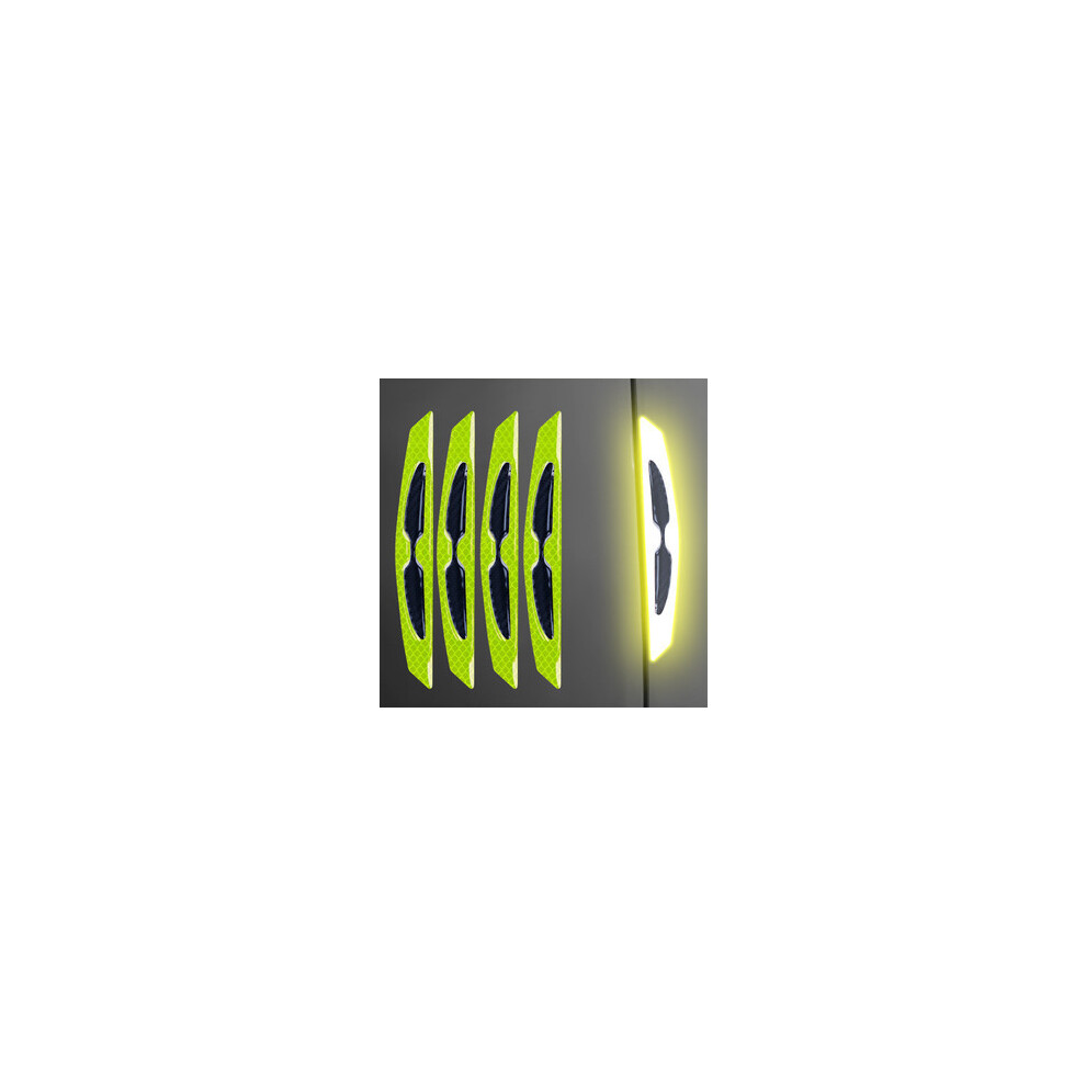 (Fluorescent 4Pcs) Car Door Anti-Collision Strip, Carbon Fiber Reflective Sticker, Bumper 9486291577031
