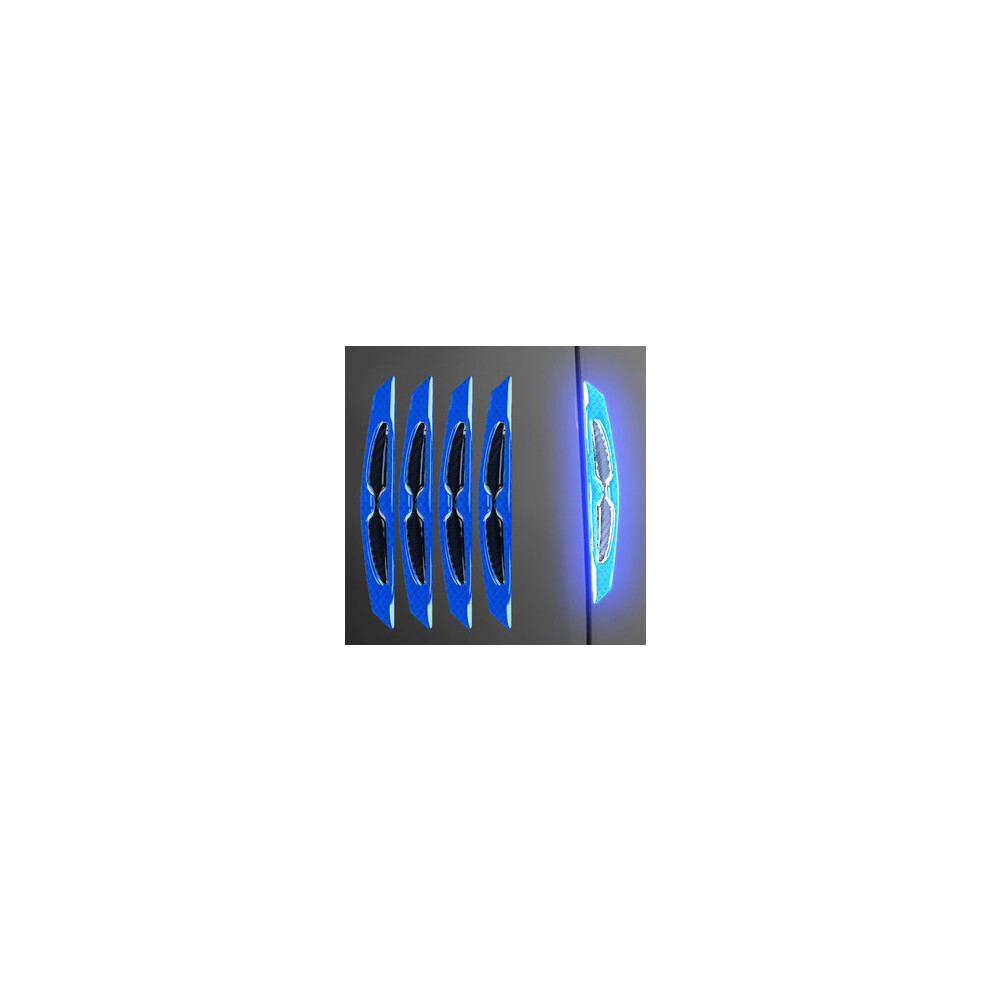 ( 4Pcs) Car Door Anti-Collision Strip, Carbon Fiber Reflective Sticker, Bumper Blue 9486291577024
