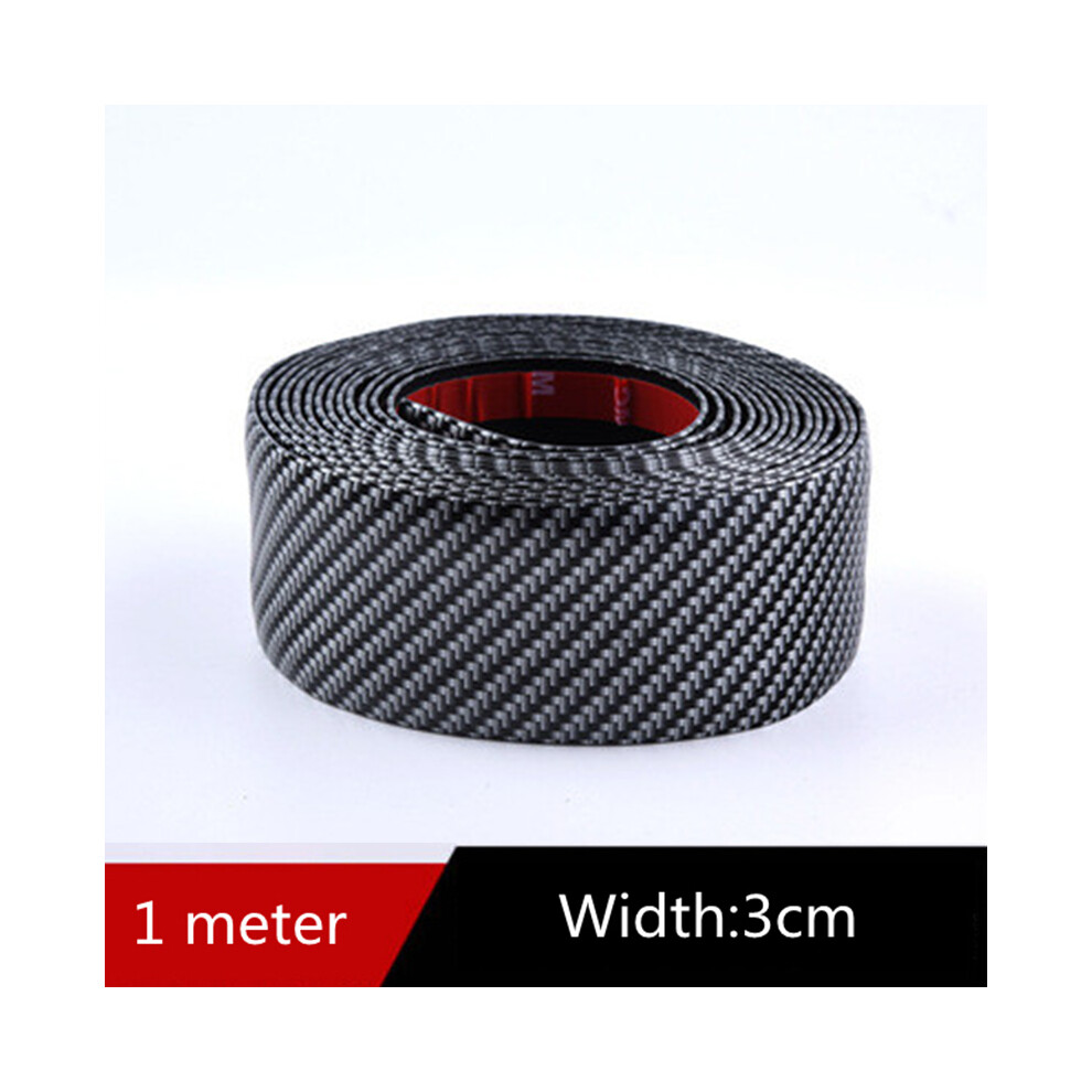 (Black) Car Stickers Anti Scratch Door Sill Protector Rubber Strip Carbon Fiber Black 9486291578144