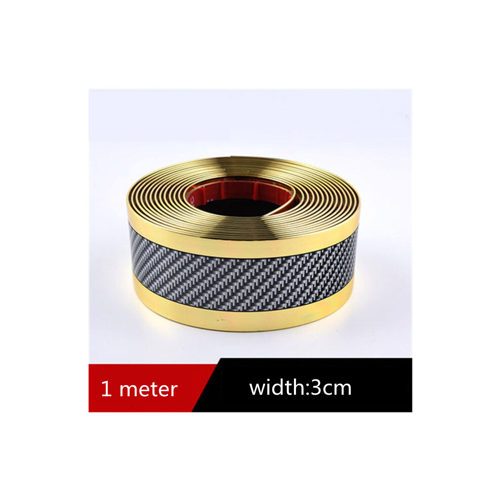 (Gold) New Carbon Fiber Car Threshold Protection Bumper Film Car Stickers Anti Gold 9486291578212
