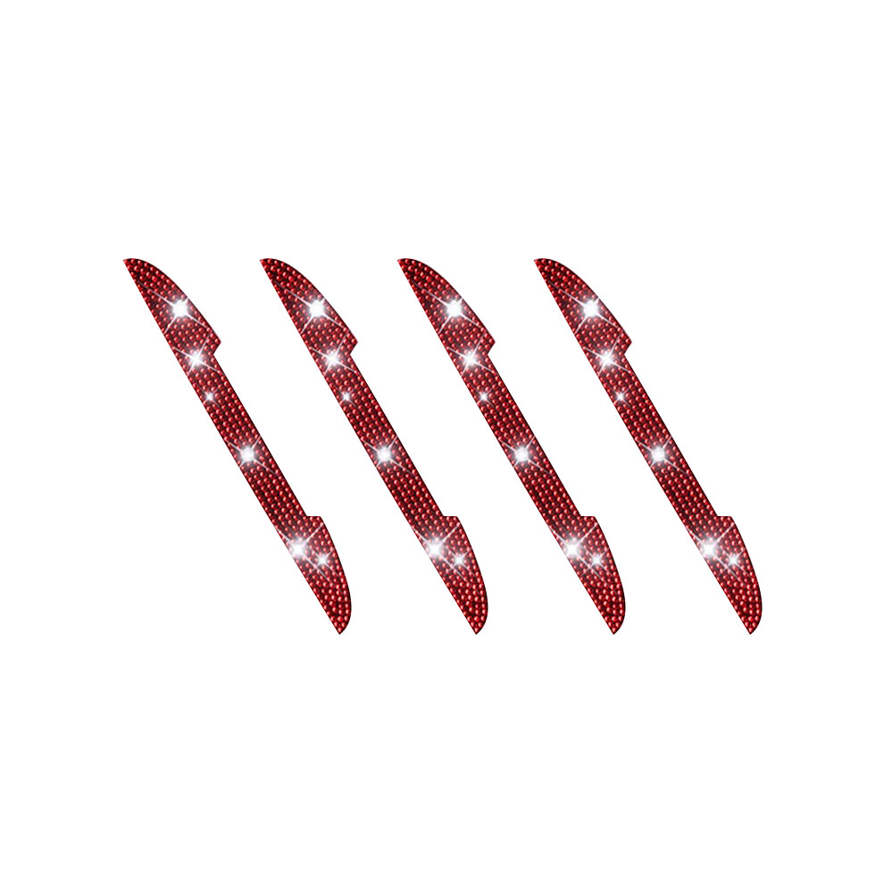 (4Pcs ) 2/4Pcs Universal Handle Car Rearview Mirror Door Edge Protector Rhinestone Red 9486291582394