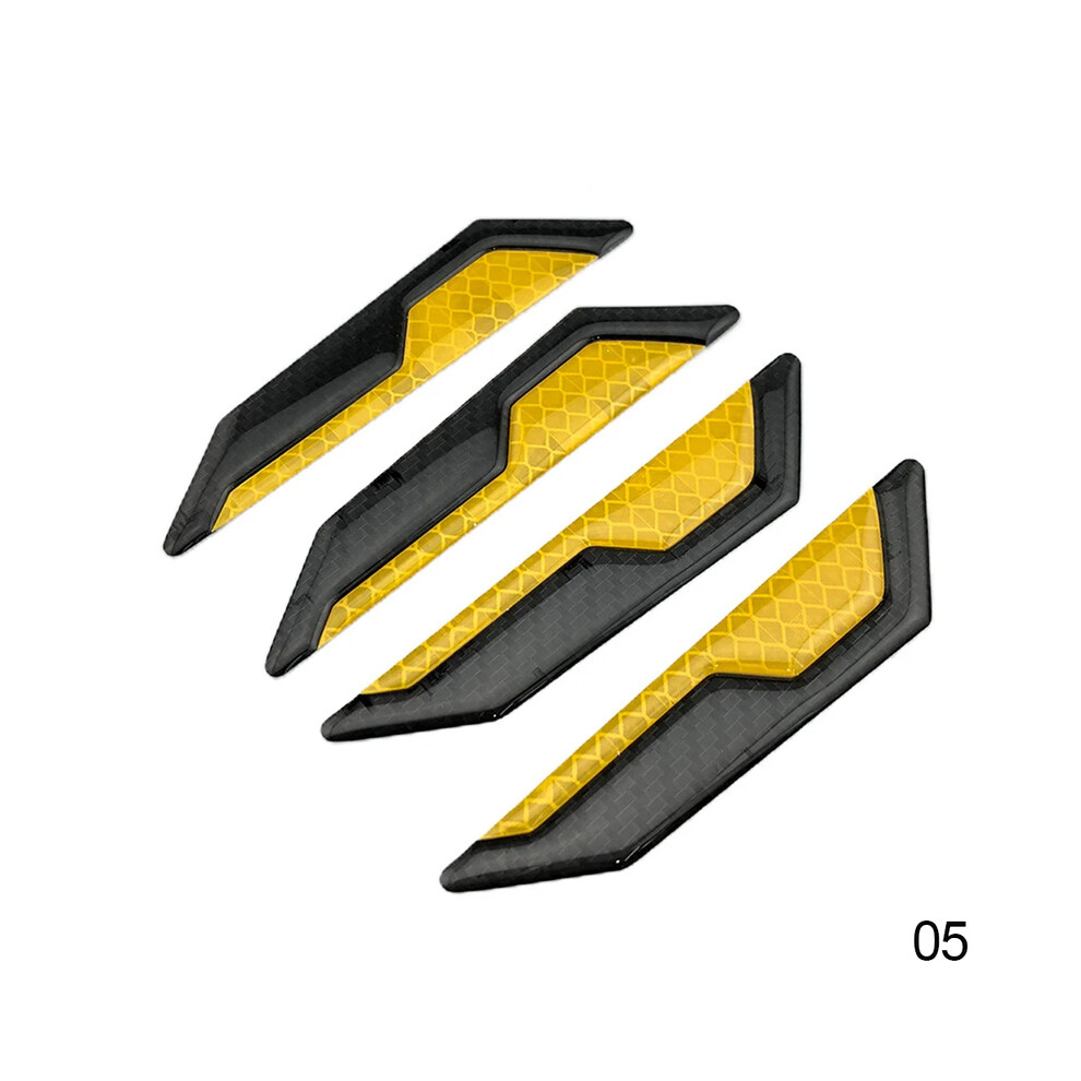 (Yellow) 4Pcs Car Door Anti-Collision Strip Body Stickers Reflective Warning Stickers Yellow 9486291582912