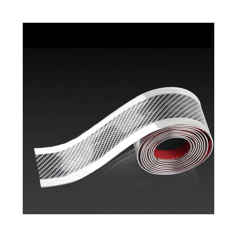 (A) Car Stickers Anti Scratch Door Sill Protector Rubber Strip Carbon Fiber 9486291584336