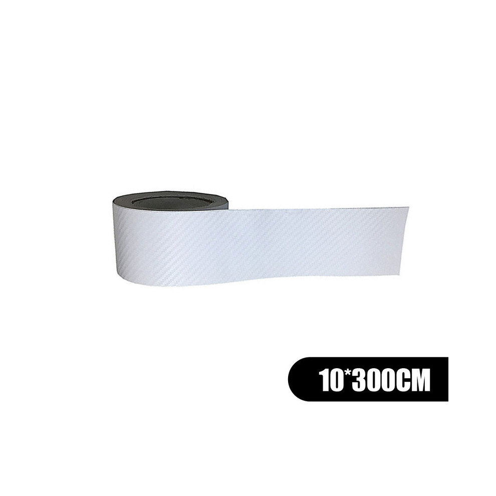 (White) 3D Carbon Fiber Car Sill Scuff Anti Scratch Threshold Sticker Decal Auto White 9486291584374