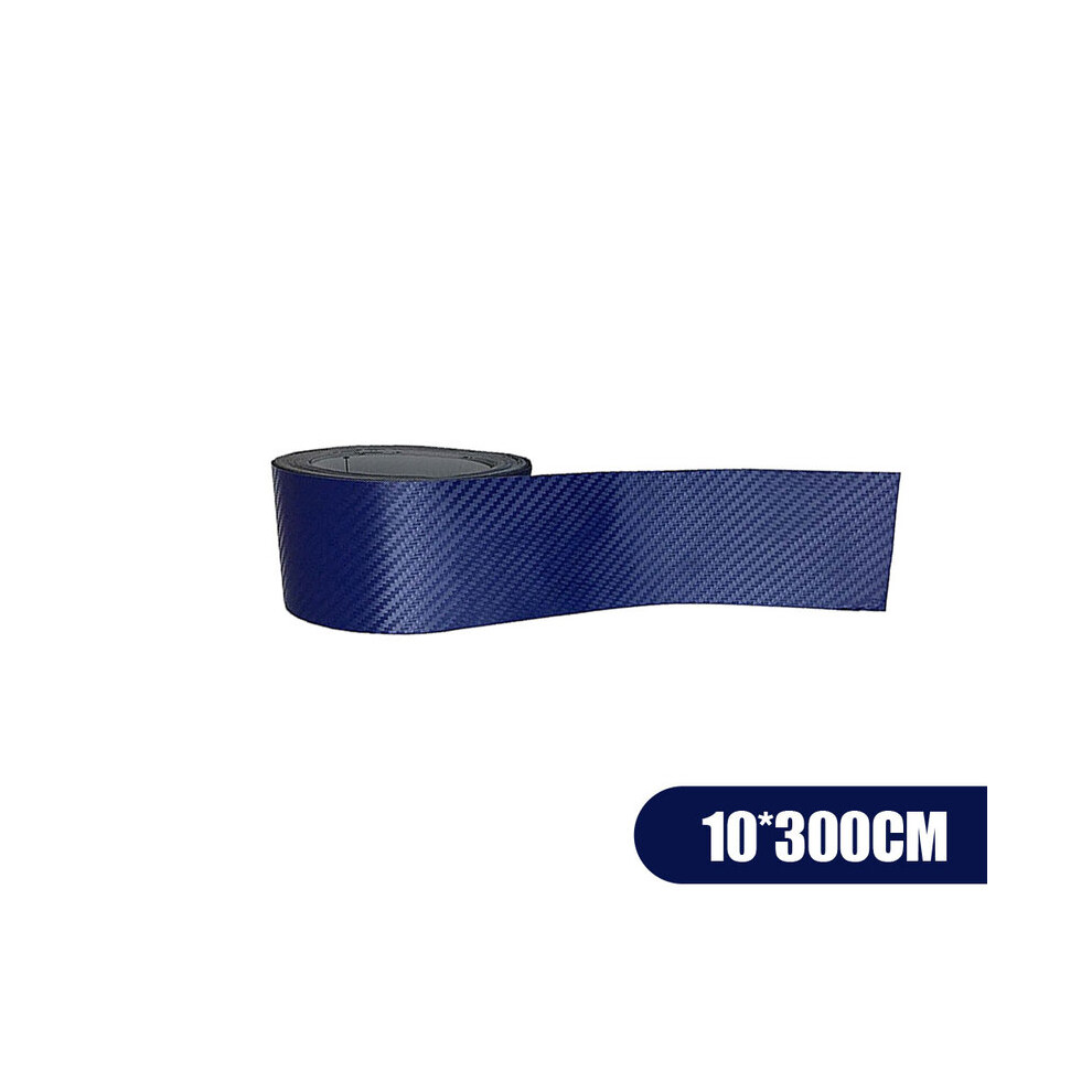 (Blue) 3D Carbon Fiber Car Sill Scuff Anti Scratch Threshold Sticker Decal Auto Blue 9486291584350
