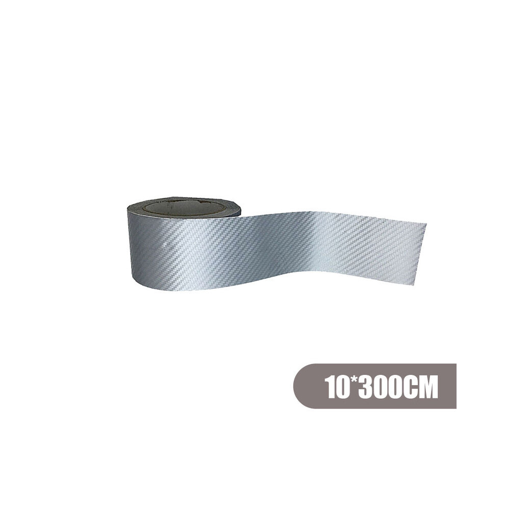 (Silver) 3D Carbon Fiber Car Sill Scuff Anti Scratch Threshold Sticker Decal Auto Silver 9486291584367