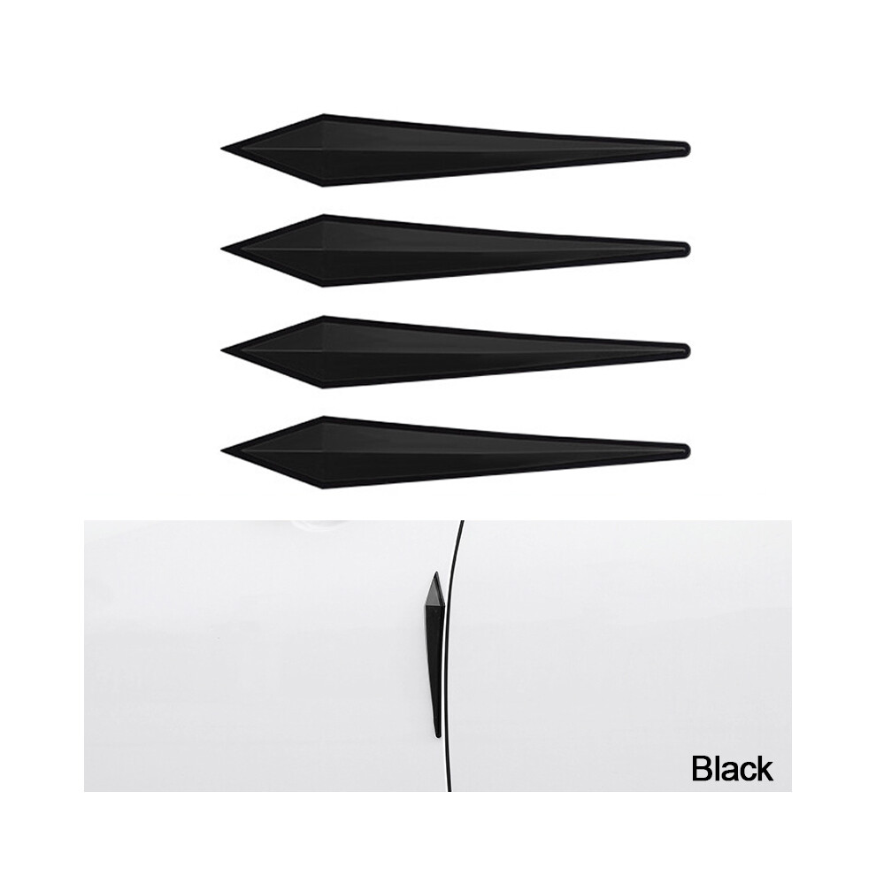 (Black) 4Pcs 3D Sticker Car Door Protector Garage Rubber Wall Guard Bumper Safety Black 9486291584299