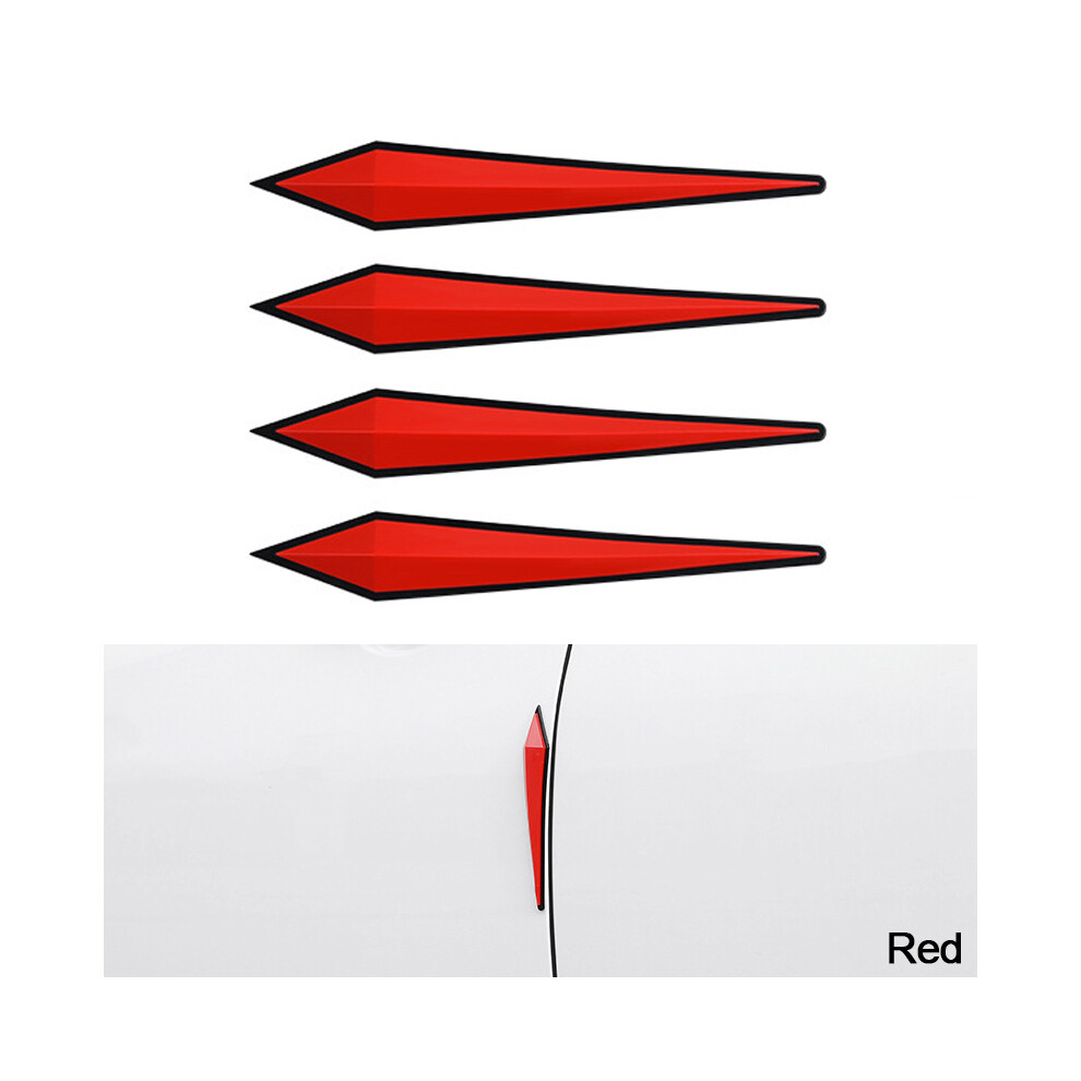 (Red) 4Pcs 3D Sticker Car Door Protector Garage Rubber Wall Guard Bumper Safety Red 9486291584312