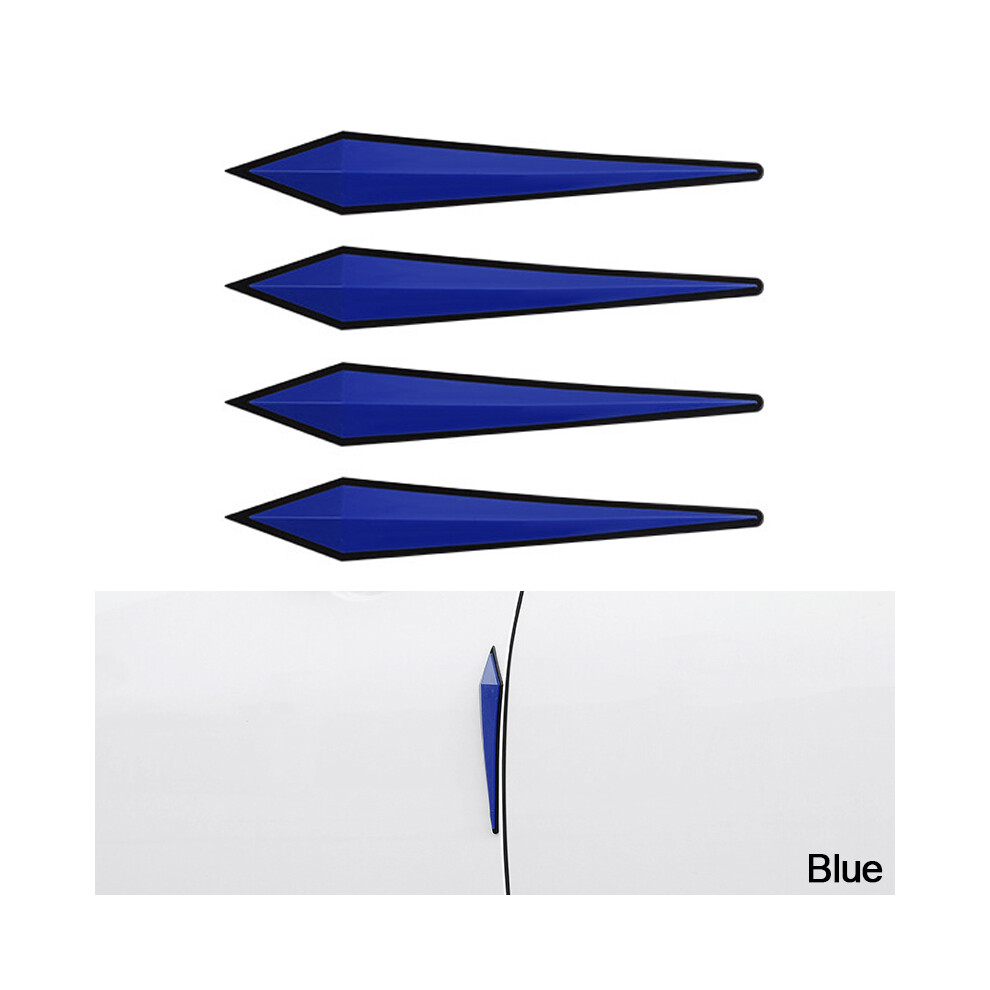 (Blue) 4Pcs 3D Sticker Car Door Protector Garage Rubber Wall Guard Bumper Safety Blue 9486291584305