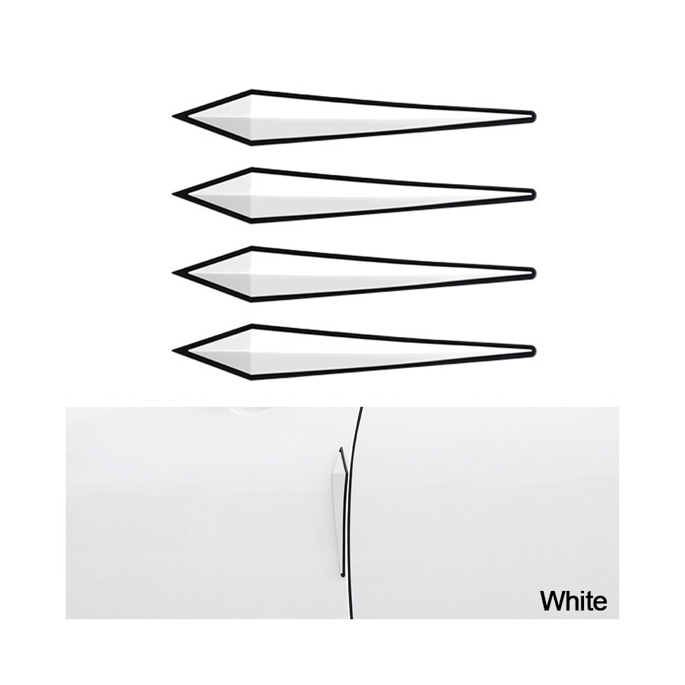 (White) 4Pcs 3D Sticker Car Door Protector Garage Rubber Wall Guard Bumper Safety White 9486291584329