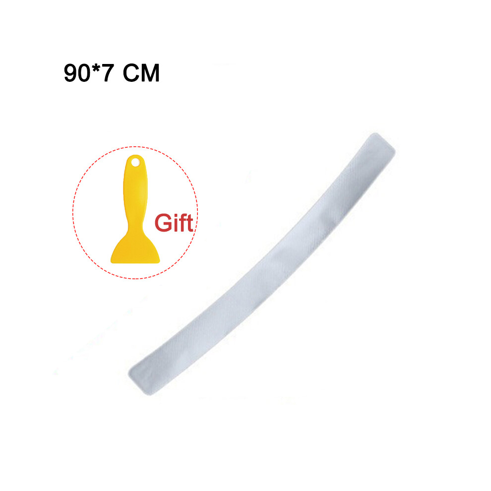 (Silver) 90Cm Car Rear Trunk Bumper Carbon Fiber Sticker Protective Pad Anti-Scratch Silver 9486291585388