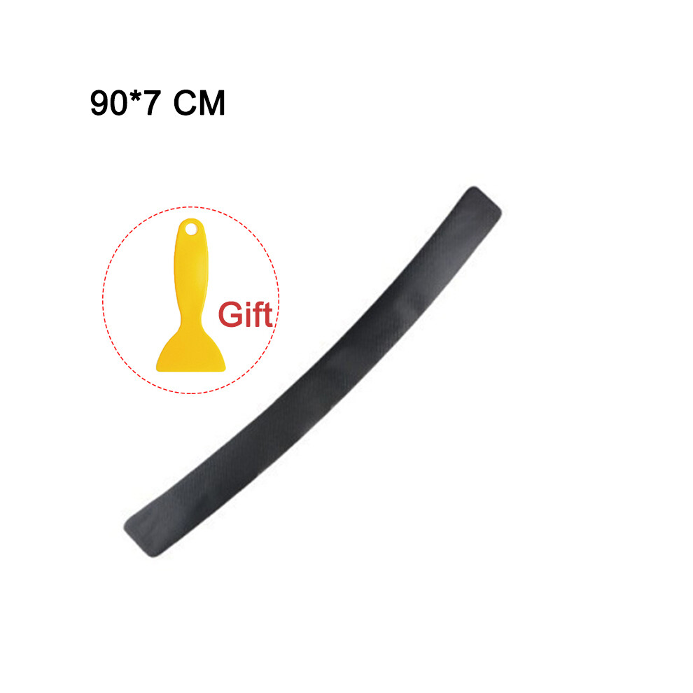 (Black) 90Cm Car Rear Trunk Bumper Carbon Fiber Sticker Protective Pad Anti-Scratch Black 9486291585357