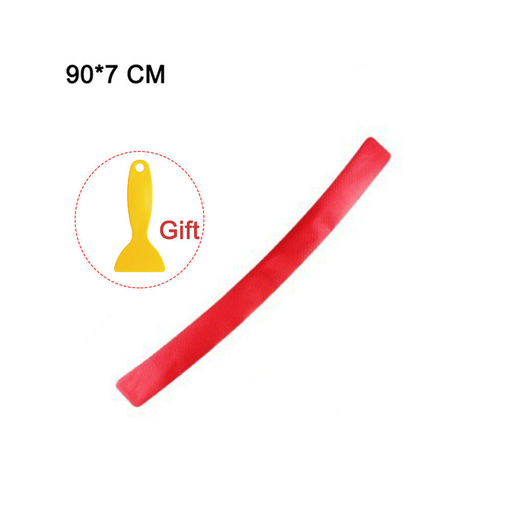 (Red) 90Cm Car Rear Trunk Bumper Carbon Fiber Sticker Protective Pad Anti-Scratch Red 9486291585371