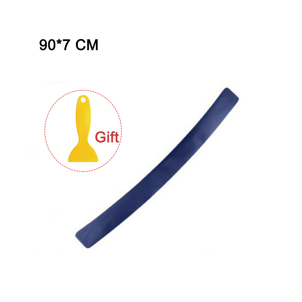 (Blue) 90Cm Car Rear Trunk Bumper Carbon Fiber Sticker Protective Pad Anti-Scratch Blue 9486291585364