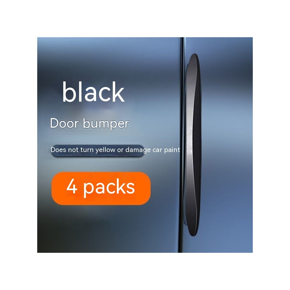 (Black) 4Pcs Invisible Waterproof Car Door Anti-Collision Scratch Strip Rearview Black 9486291586767