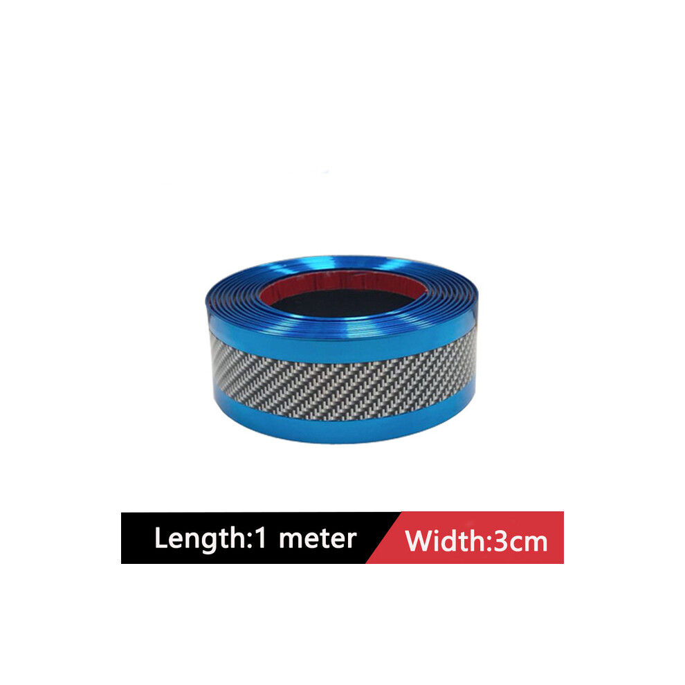 (3Cm ) Car Sticker Car Door Sill Protector Stickers Anti Scratch Strip Carbon Blue 9486291587764