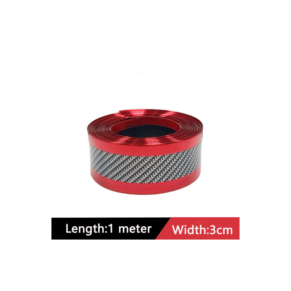 (3Cm ) Car Sticker Car Door Sill Protector Stickers Anti Scratch Strip Carbon Red 9486291587788