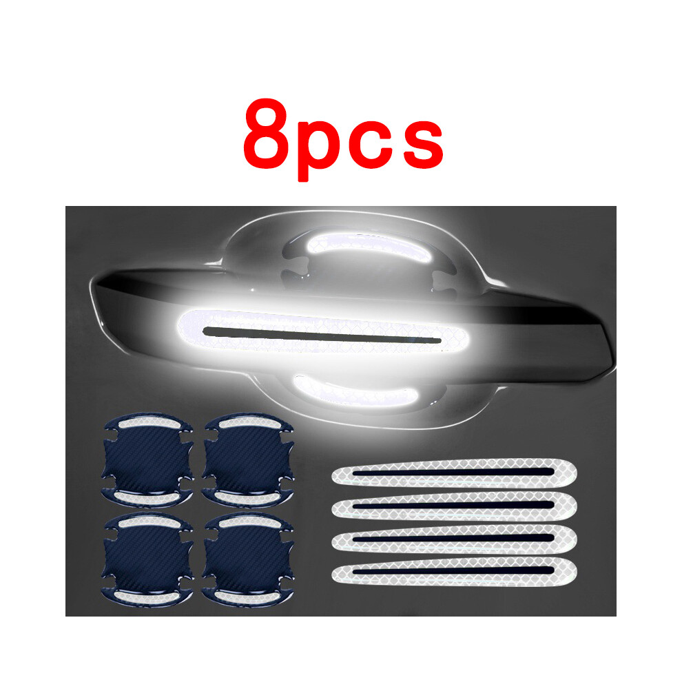 (Silvery) 8Pcs Universal Car Door Handle Reflective Sticker Decal Warning Strip 9486291589072