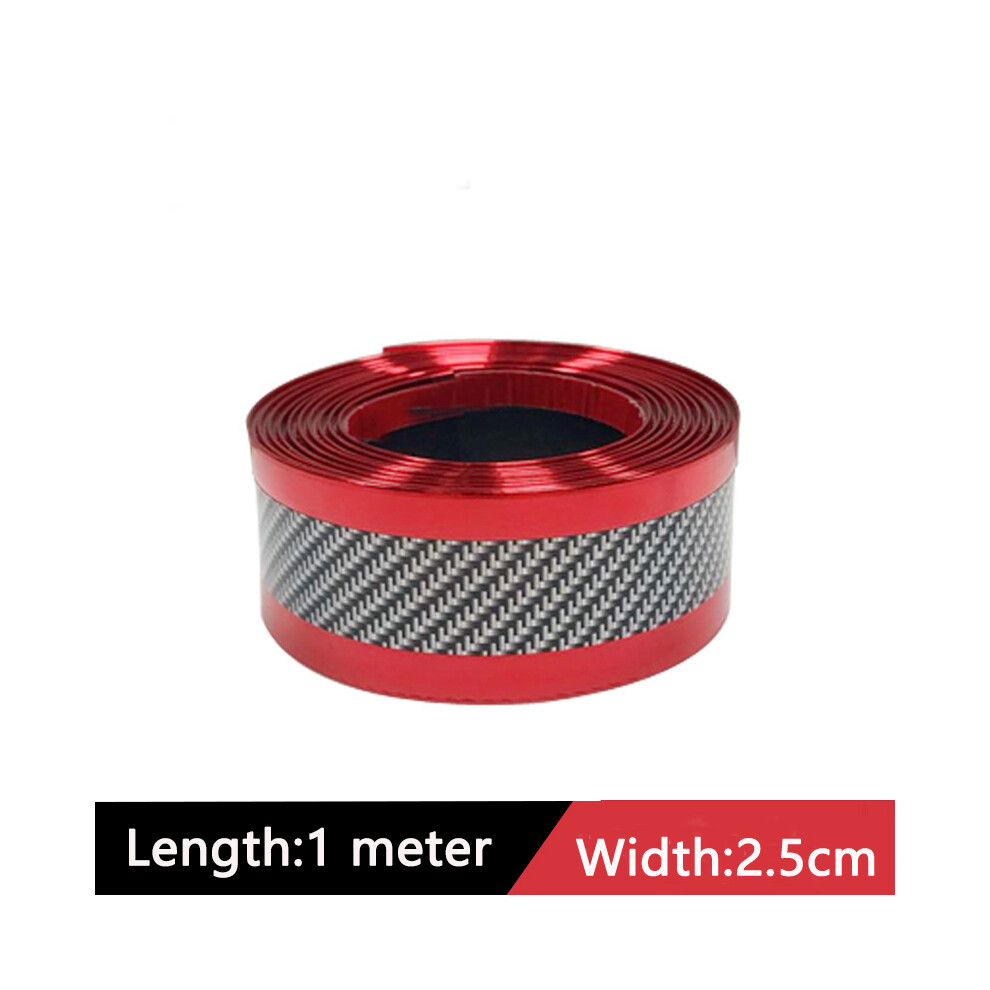 (3Cm ) Car Sticker Anti Scratch Strip Car Door Sill Protector Stickers Carbon Red 9486291589249