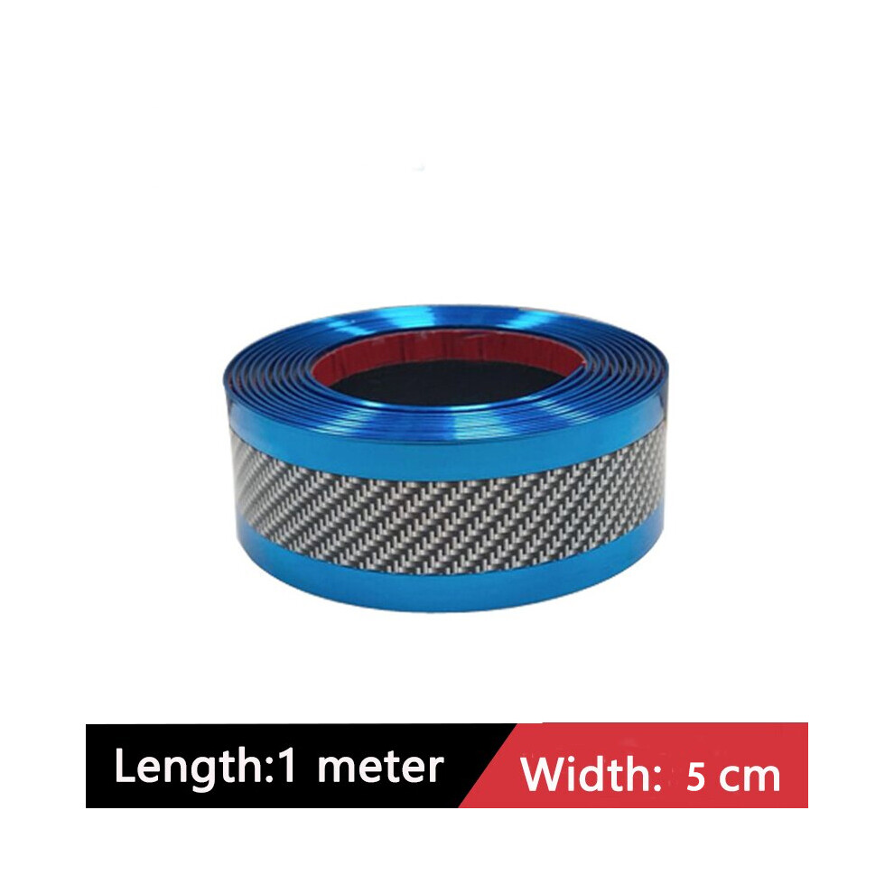 (5Cm ) Car Door Sill Protector Stickers Anti Scratch Rubber Strip Carbon Fiber Blue 9486291589492