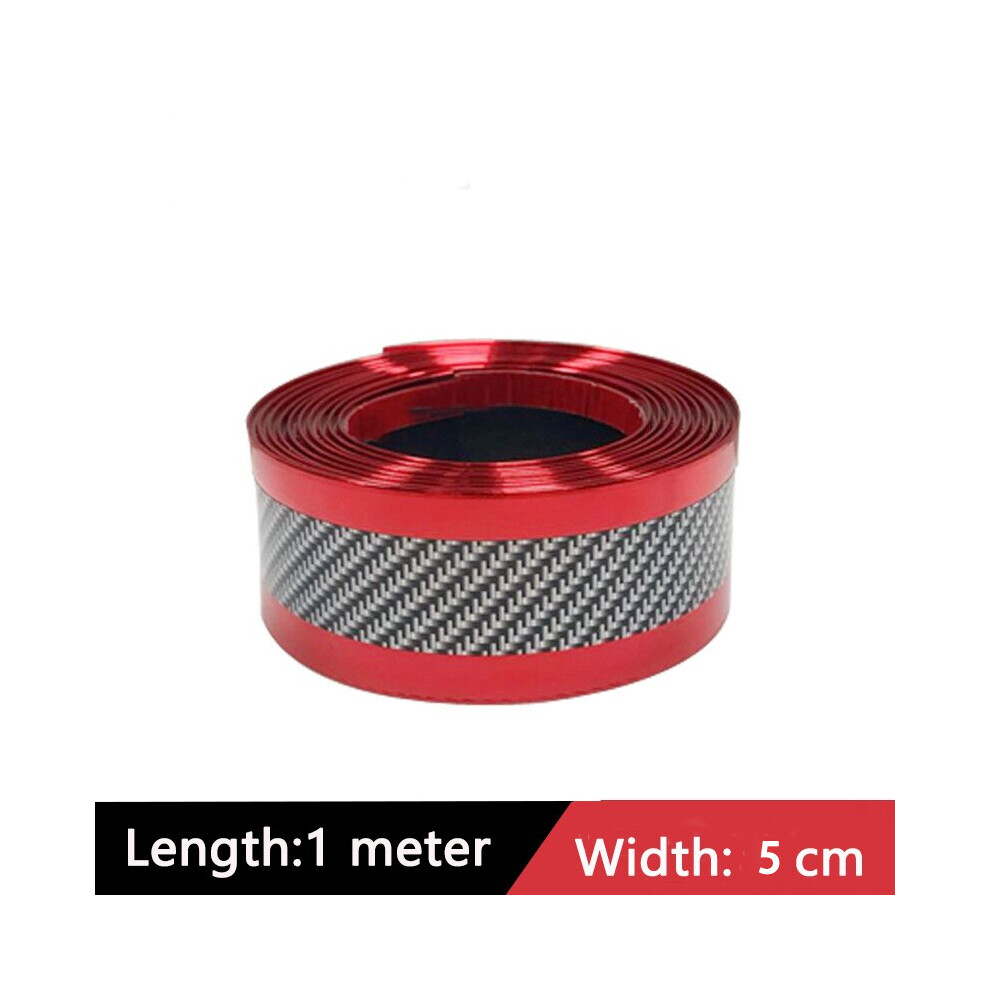 (5Cm ) Car Door Sill Protector Stickers Anti Scratch Rubber Strip Carbon Fiber Red 9486291589515