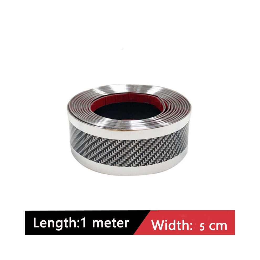 (5Cm ) Car Door Sill Protector Stickers Anti Scratch Rubber Strip Carbon Fiber Silver 9486291589522