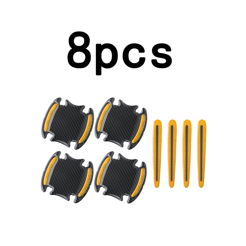(yellow) 8pcs 3D Carbon Car Door Bowl Handle Protective Sticker Reflective Anti-collision-image-OPC-PF96MMW-NEW