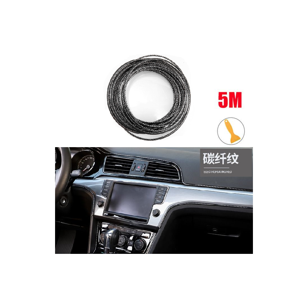 (Carbon Fiber) 5M Car Moulding Decoration Flexible Strips Door/Center Console/ Interior 9486291591679
