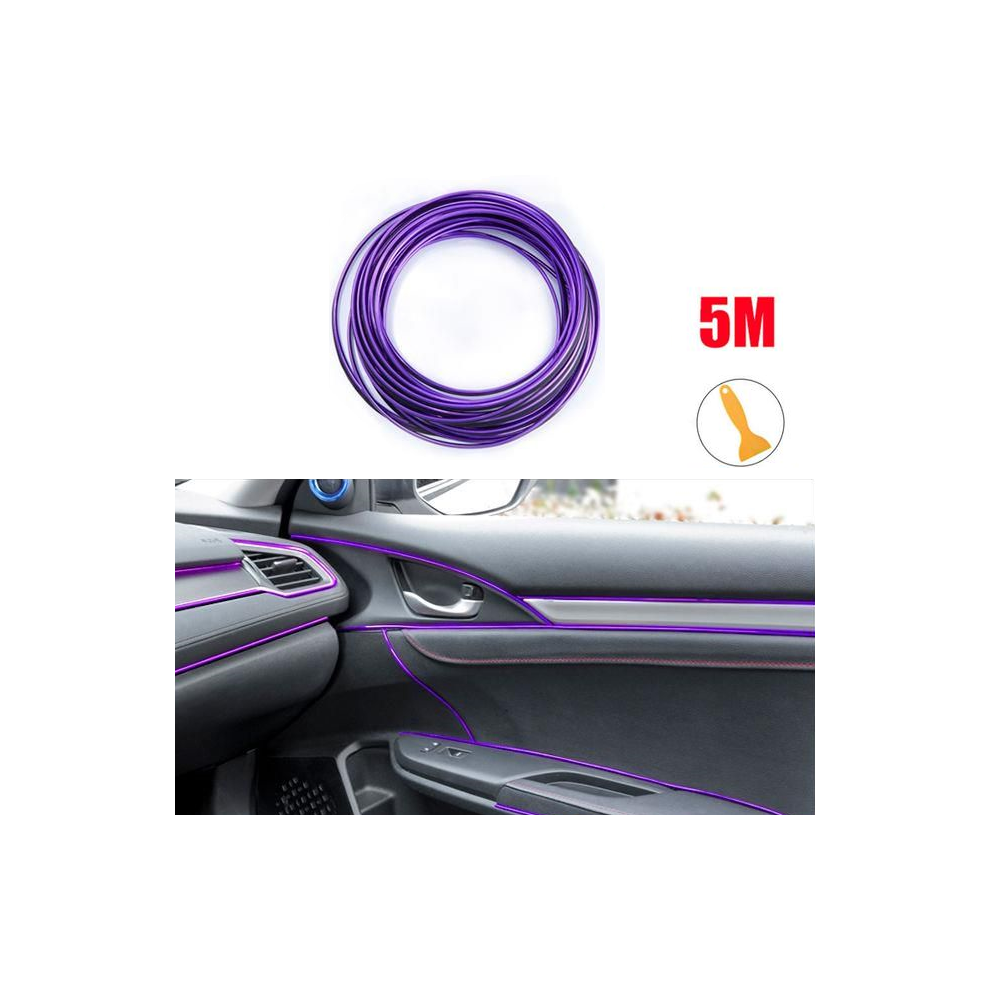 (Purple) 5M Car Moulding Decoration Flexible Strips Door/Center Console/ Interior Purple 9486291591709