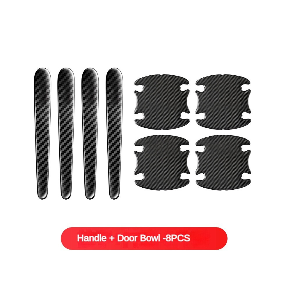 (D) Car Door Handle Bowl Scratch Protector Carbon Fiber Stickers Rearview 9486291592232