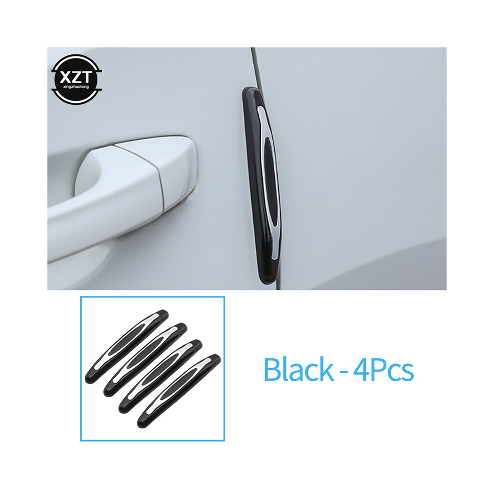 (Black) 4Pcs Car Door Protector Guard Strip Scratch Protector Car Rubber Bumper Black 9486291593536