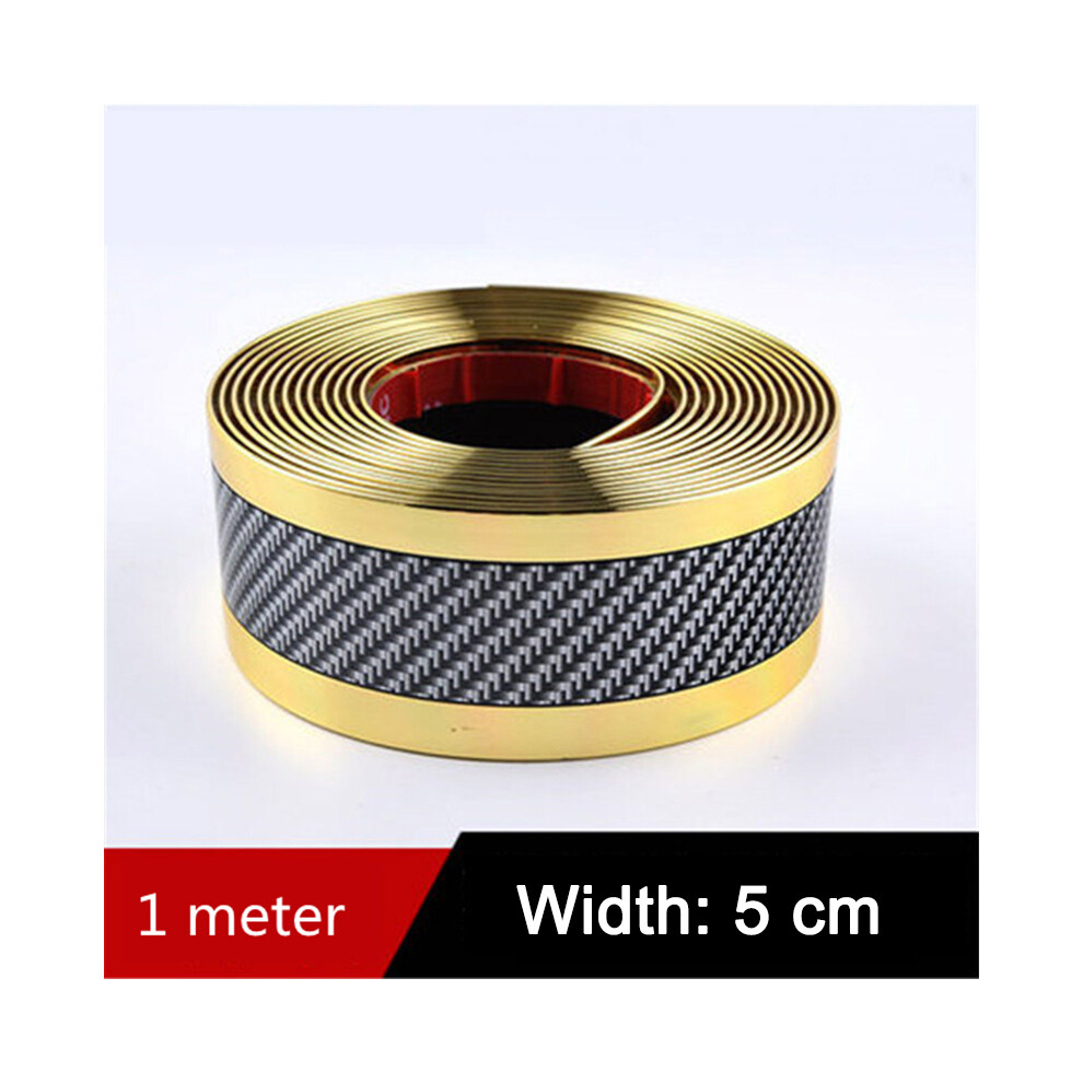 ( -5Cm) Car Stickers Carbon Fiber Anti Scratch Door Sill Protector Rubber Strip Gold 9486291593864