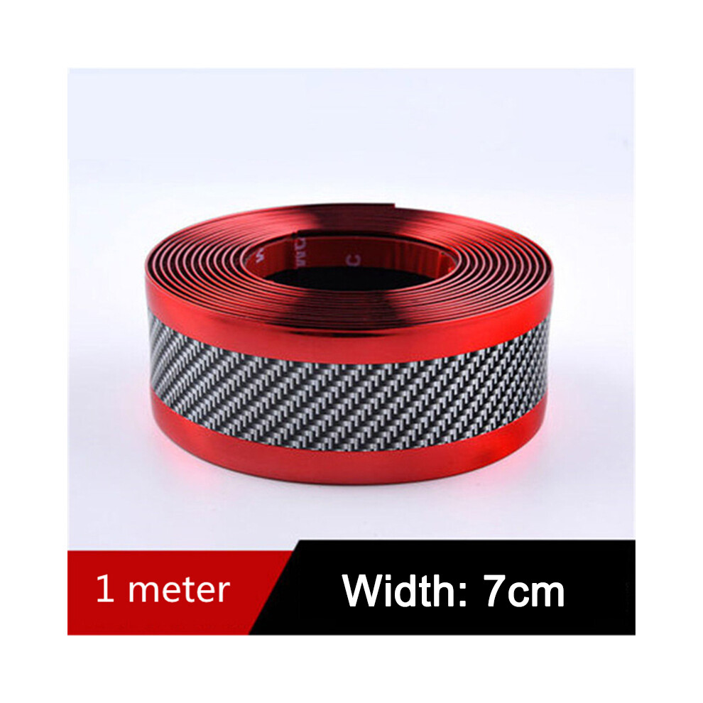 ( -7Cm) Car Stickers Carbon Fiber Anti Scratch Door Sill Protector Rubber Strip Red 9486291593895