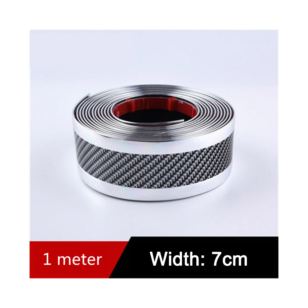 ( -7Cm) Car Stickers Carbon Fiber Anti Scratch Door Sill Protector Rubber Strip Silver 9486291593918
