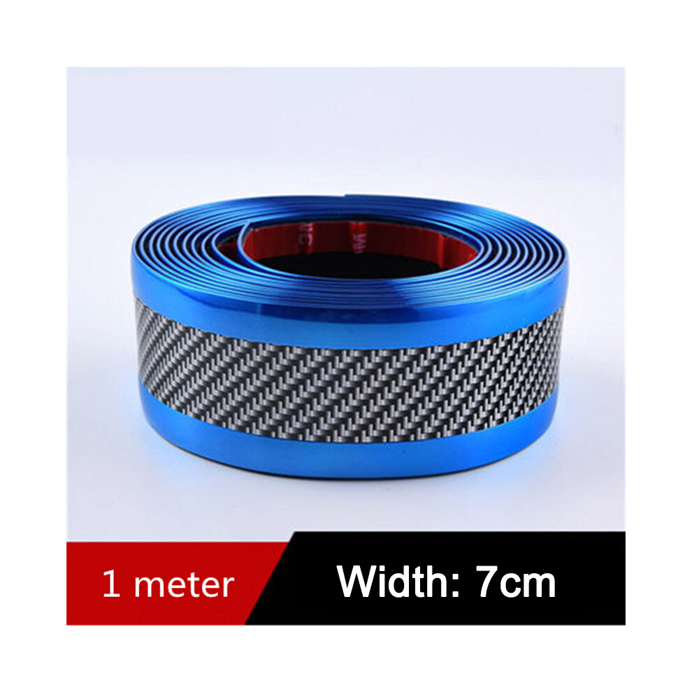 ( -7Cm) Car Stickers Carbon Fiber Anti Scratch Door Sill Protector Rubber Strip Blue 9486291593857