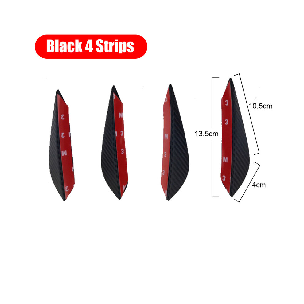 (Fiber 4Pcs) 2Pcs Car Stickers Bumper Protector Strip Corner Guard Scratch Protection Black 9486291595639