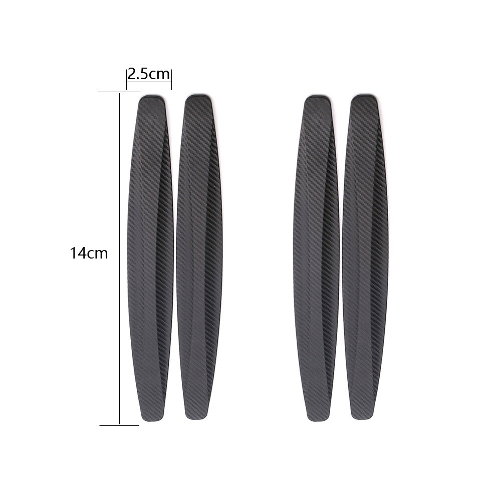 (4Pcs ) Car Anti-Collision Strip Bumper Anti Scratch Rubber Strip Carbon Fiber Black 9486291596346