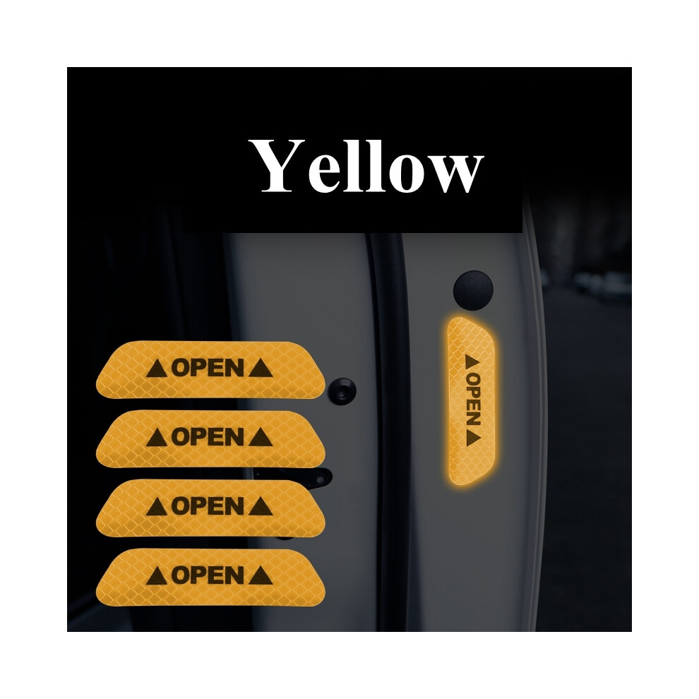 (Gold) 2020 Car Accessories 4Pcs Reflective Tape Door Sticker Decals Car Safety Gold 9486291600326