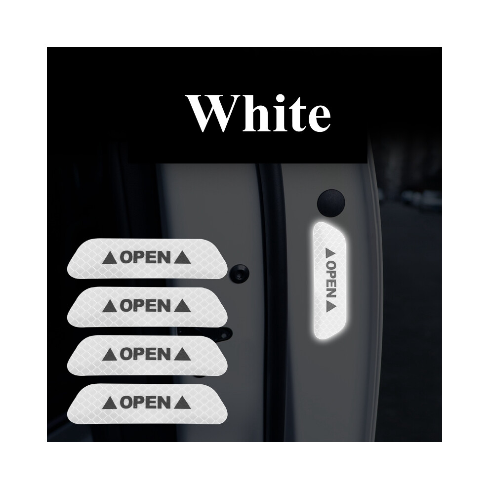 (White) 2020 Car Accessories 4Pcs Reflective Tape Door Sticker Decals Car Safety White 9486291600357