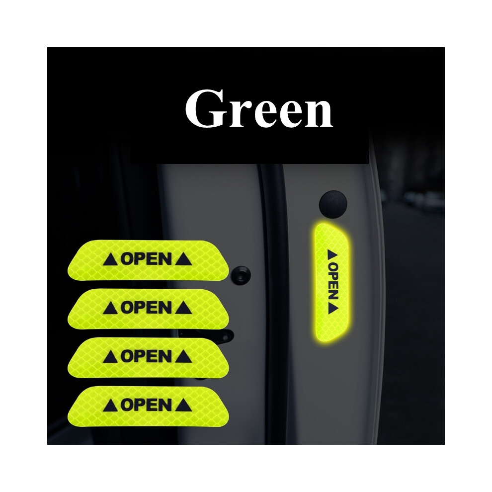 (Green) 2020 Car Accessories 4Pcs Reflective Tape Door Sticker Decals Car Safety Green 9486291600333