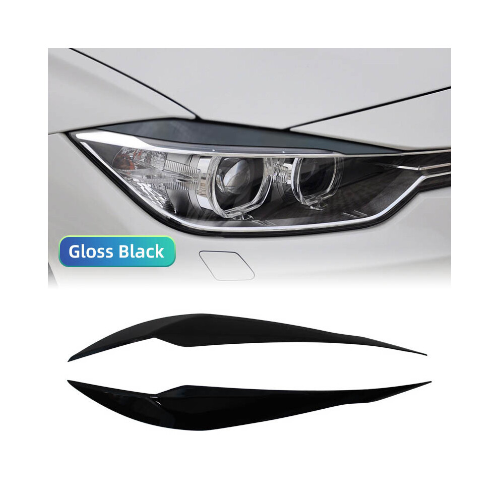 (Piano ) Auto Headlight Lamp Eyebrows Cover Trim Stickers For Bmw 3 Series F30 Black 9486291600661