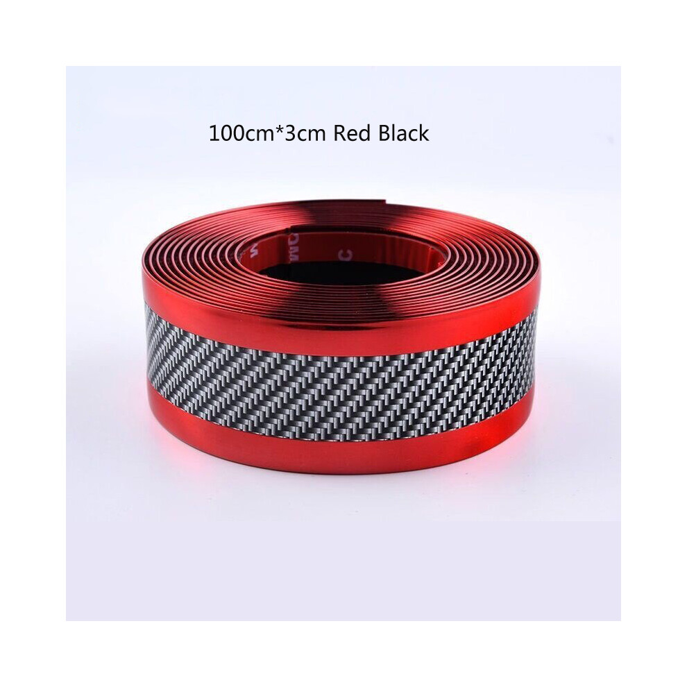 (3Cmx1m Black) 1 Meter Carbon Fiber Diy Car Door Body Trim Moulding Strip Decal 3Cm Width Red/Black 9486291601446
