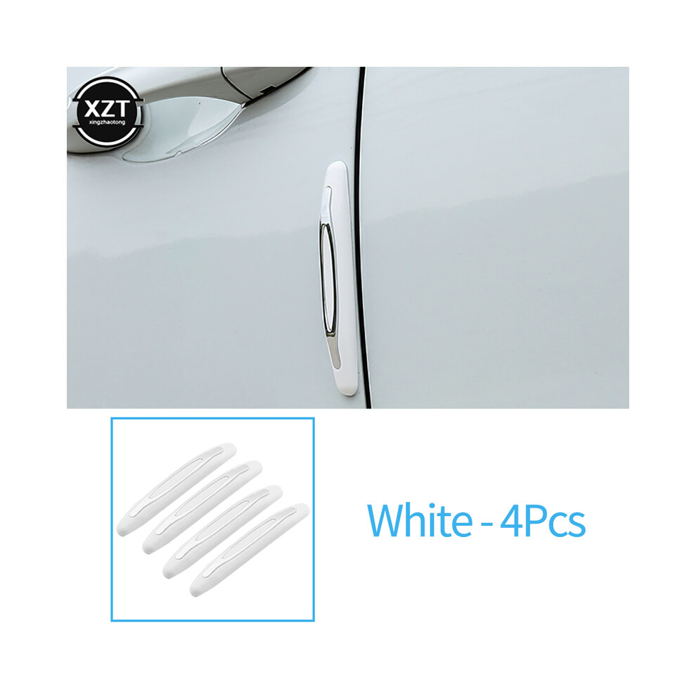 (White) 4Pcs Car Door Protector Guard Strip Scratch Protector Car Rubber Bumper White 9486291603839