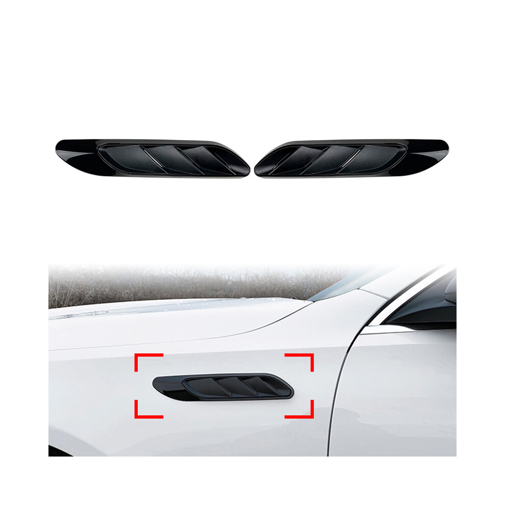 (Bright ) 1Pair Car Front Fender Side Air Outlet Vent Trim For Mercedes Benz C Class Black 9486291522871